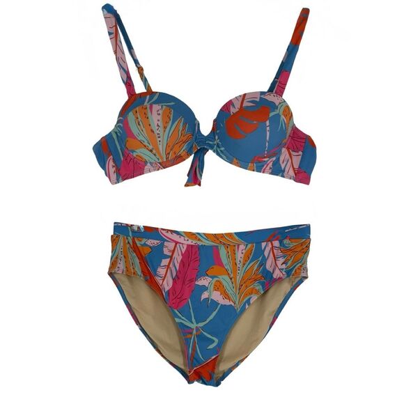 Blushing Brunette Coast On By High Waist Bottom / Underwire Top Bikini Set | XXL - Picture 2 of 9